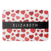 Patroon van harten, rode harten, Jouw naam Badmat (Voorkant)
