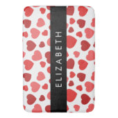 Patroon van harten, rode harten, Jouw naam Badmat (Voorkant Verticaal)