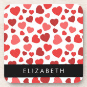 Patroon van harten, rode harten, Jouw naam Bier Onderzetter (Voorkant)