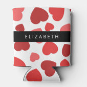 Patroon van harten, rode harten, Jouw naam Blikjeskoeler (Achterkant)