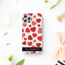 Patroon van harten, rode harten, Jouw naam Case-Mate iPhone Case