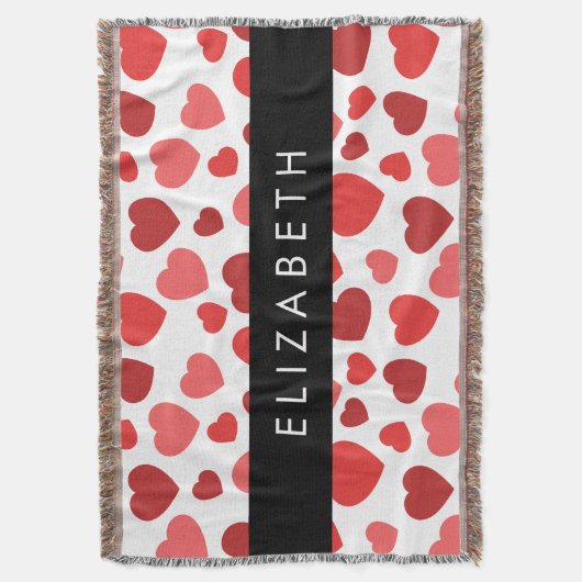 Patroon van harten, rode harten, Jouw naam Deken (Voorkant Verticaal)