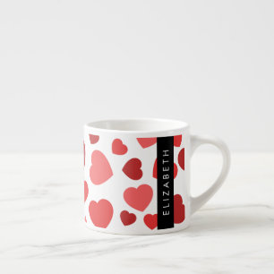 Patroon van harten, rode harten, Jouw naam Espresso Kop