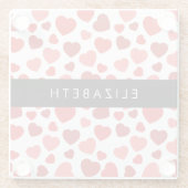 Patroon van harten, rode harten, Jouw naam Glazen Onderzetter (Achterkant)