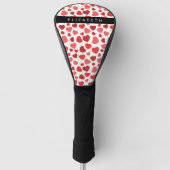 Patroon van harten, rode harten, Jouw naam Golfheadcover (Voorkant)