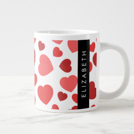 Patroon van harten, rode harten, Jouw naam Grote Koffiekop