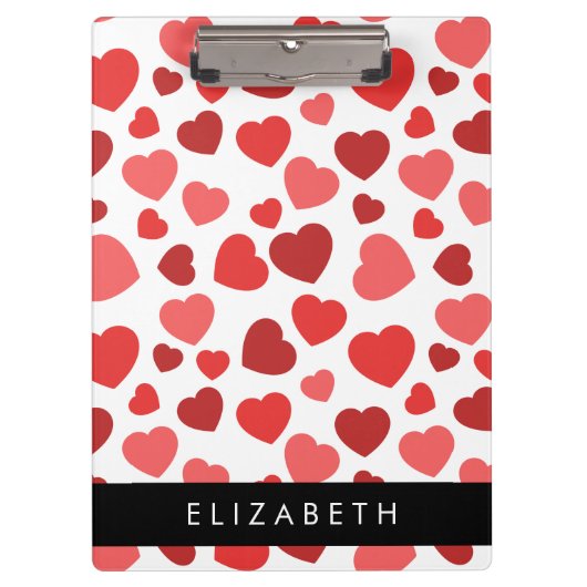 Patroon van harten, rode harten, Jouw naam Klembord (Voorkant)