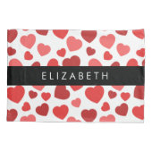 Patroon van harten, rode harten, Jouw naam Kussensloop (Achterkant)