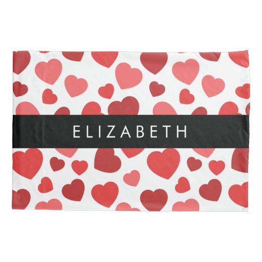 Patroon van harten, rode harten, Jouw naam Kussensloop (Achterkant)