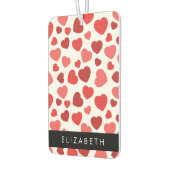 Patroon van harten, rode harten, Jouw naam Luchtverfrisser (Links)