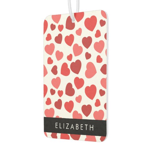 Patroon van harten, rode harten, Jouw naam Luchtverfrisser (Links)