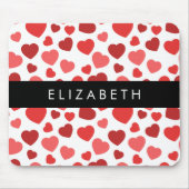 Patroon van harten, rode harten, Jouw naam Muismat (Voorkant)