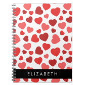 Patroon van harten, rode harten, Jouw naam Notitieboek (Voorkant)