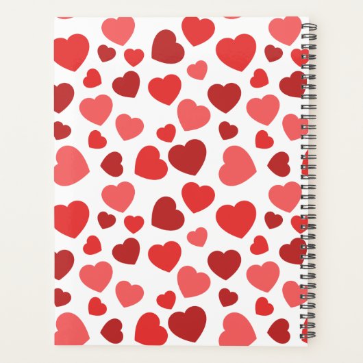 Patroon van harten, rode harten, Jouw naam Planner (Achterkant)
