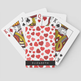 Patroon van harten, rode harten, Jouw naam Pokerkaarten