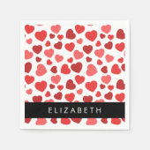 Patroon van harten, rode harten, Jouw naam Servet (Voorkant)