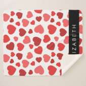 Patroon van harten, rode harten, Jouw naam Sherpa Deken (Voorkant (horizontaal))