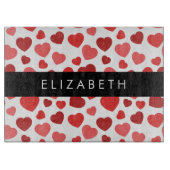 Patroon van harten, rode harten, Jouw naam Snijplank (Voorkant)