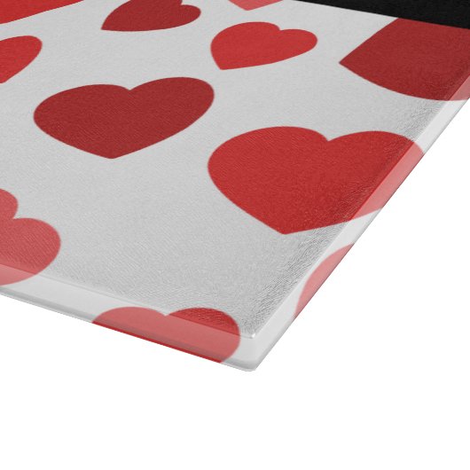 Patroon van harten, rode harten, Jouw naam Snijplank (Hoek)