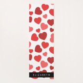 Patroon van harten, rode harten, Jouw naam Yogamat (Achterkant)