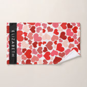 Patroon van harten, rode harten, liefde, Jouw naam Bad Handdoek (Handdoek)