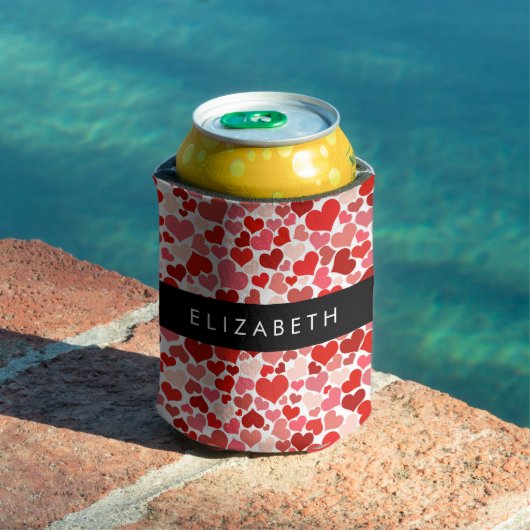 Patroon van harten, rode harten, liefde, Jouw naam Blikjeskoeler (Insitu Zwembad)