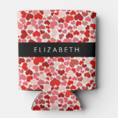 Patroon van harten, rode harten, liefde, Jouw naam Blikjeskoeler (Achterkant)