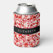 Patroon van harten, rode harten, liefde, Jouw naam Blikjeskoeler (Blikje Achterkant)