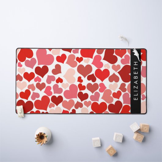Patroon van harten, rode harten, liefde, Jouw naam Bureaumat (Kindertafel)