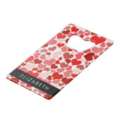 Patroon van harten, rode harten, liefde, Jouw naam Creditkaart Flessenopener (Achterkant Gekanteld)