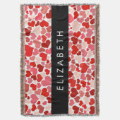 Patroon van harten, rode harten, liefde, Jouw naam Deken (Voorkant Verticaal)