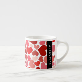 Patroon van harten, rode harten, liefde, Jouw naam Espresso Kop