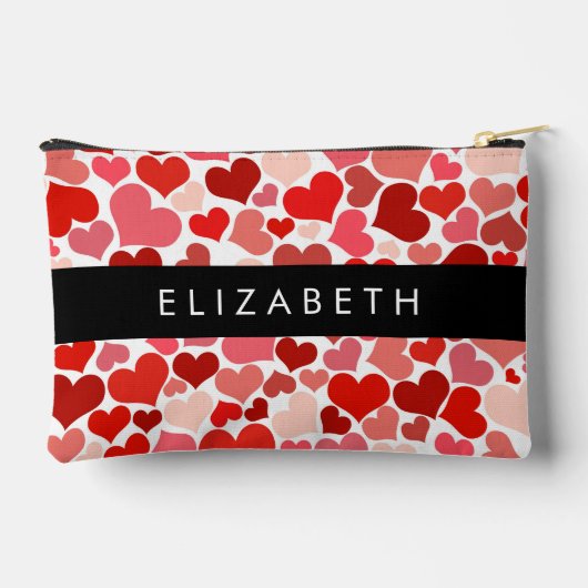 Patroon van harten, rode harten, liefde, Jouw naam Etui (Achterkant)