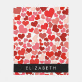 Patroon van harten, rode harten, liefde, Jouw naam Fleece Deken (Voorkant)