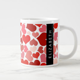 Patroon van harten, rode harten, liefde, Jouw naam Grote Koffiekop