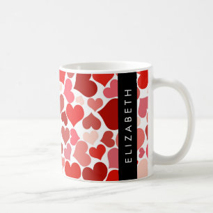 Patroon van harten, rode harten, liefde, Jouw naam Koffiemok