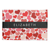 Patroon van harten, rode harten, liefde, Jouw naam Kussensloop (Achterkant)