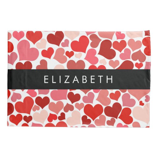 Patroon van harten, rode harten, liefde, Jouw naam Kussensloop (Achterkant)