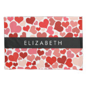 Patroon van harten, rode harten, liefde, Jouw naam Kussensloop (Voorkant)