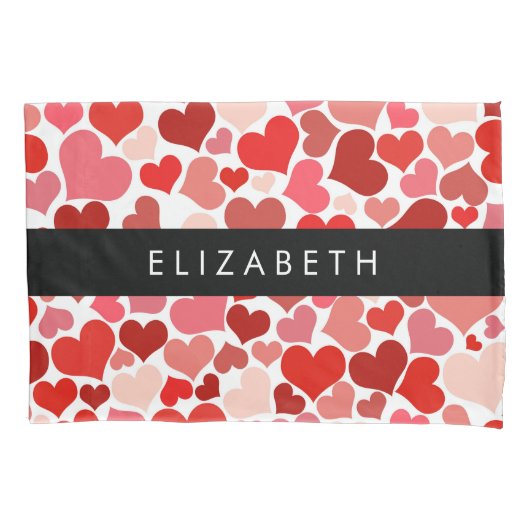 Patroon van harten, rode harten, liefde, Jouw naam Kussensloop (Voorkant)