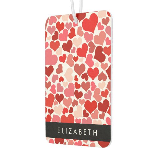 Patroon van harten, rode harten, liefde, Jouw naam Luchtverfrisser (Links)
