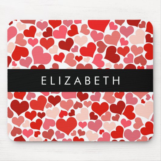 Patroon van harten, rode harten, liefde, Jouw naam Muismat (Voorkant)