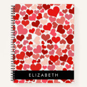 Patroon van harten, rode harten, liefde, Jouw naam Notitieboek (Voorkant)