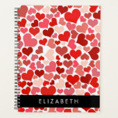 Patroon van harten, rode harten, liefde, Jouw naam Planner (Voorkant)