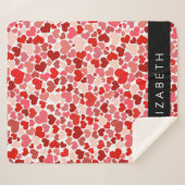 Patroon van harten, rode harten, liefde, Jouw naam Sherpa Deken (Voorkant (horizontaal))