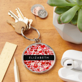 Patroon van harten, rode harten, liefde, Jouw naam Sleutelhanger