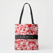Patroon van harten, rode harten, liefde, Jouw naam Tote Bag (Voorkant)