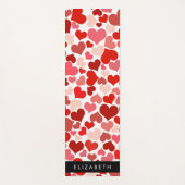 Patroon van harten, rode harten, liefde, Jouw naam Yogamat (Voorkant)