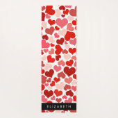 Patroon van harten, rode harten, liefde, Jouw naam Yogamat (Achterkant)