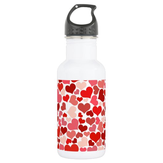 Patroon van harten, rode harten, liefde waterfles (Voorkant)